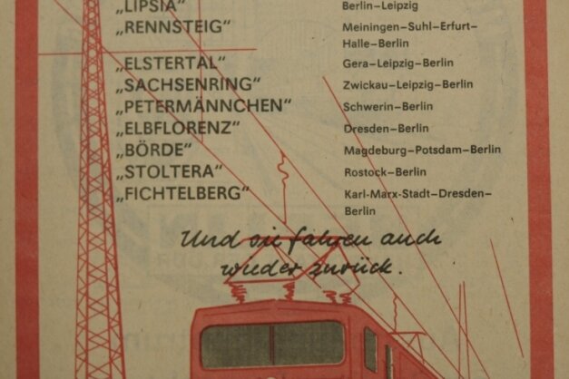Schnell und bequem ans Ziel - Plakat-Werbung für den "Städteexpress". Angesichts langer Wartezeiten auf ein Auto nutzten DDR-Bürger gern den Zug.