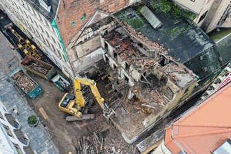 Schocken-Kaufhaus: Abriss ermöglicht Blick ins Innere des Anbaus -