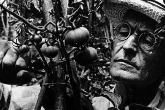 Schön billig! - Hermann Hesse bei der Gartenarbeit.