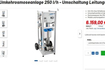 Schon mal eine 6000-Euro-Osmoseanlage verloren? - Die mobilen Geräte zur Wasseraufbereitung gibt es in Onlineshops für 5000 bis 9000 Euro.