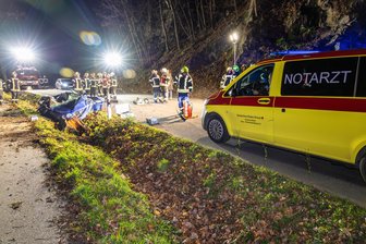 Schwerer Unfall im Erzgebirge: Polizei bilanziert Schaden von mehr als 10.000 Euro - Am Freitagabend ist zwischen Raschau und Pöhla ein Baum auf ein Auto gestürzt.