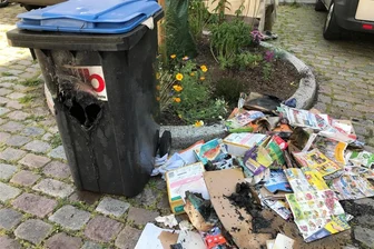 Sechs Papiertonnen brennen in Plauener Dürerstraße lichterloh - Immer wieder geraten Papiertonnen in Brand, wie dieses Symbolbild zeigt. Im aktuellen Plauener Fall waren es sechs Papiersammelbehälter.