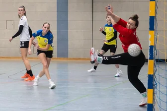 Sekt oder Selters? Annaberger Handballerinnen stehen vor kleinem Endspiel - Joy Tennert (l.), hier gegen Grüna, und die Handballerinnen des HC Annaberg-Buchholz kämpfen um den Klassenerhalt in der Regionsoberliga.