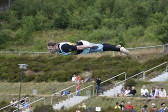 Sieg beim Wasser-Skispringen 2019 in Klingenthal geht nach Sachsen-Anhalt - Der Zweitplatzierte Anthony Ulbert (WSV Aschberg). 