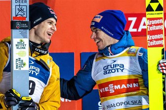 Skiflug-WM am Kulm: Andreas Wellinger will Topfavorit Stefan Kraft das Leben schwer machen - Machen Andreas Wellinger (links) und Stefan Kraft den WM-Titel im Skifliegen unter sich aus? Oder freut sich ein Dritter, Anze Lanisek zum Beispiel von den Flugkünstlern aus Slowenien?
