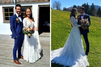 Skilanglauf-Olympiasiegerin Katharina Hennig hat sich getraut: „Es sind Tränen geflossen“ - Frisch vermählt: Katharina Hennig und Christian Dotzler.