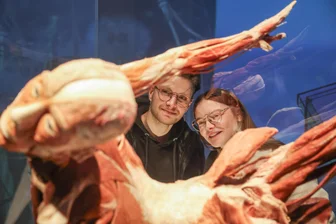 „So etwas bekommt man nicht alle Tage zu sehen“: Das sagen die ersten Besucher der Chemnitzer Körperwelten-Schau - Alle in der Ausstellung „Körperwelten“ gezeigten Präparate sind echt. Laila Pollack und Felix Schmidt waren am Wochenende extra aus Dresden nach Chemnitz gekommen.
