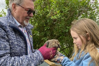 So geht Igel-Rettung: Über ein Mädel mit Herz aus Glauchau und Herrn Heidemann aus Reichenbach - Wiedersehen nach einem halben Jahr in Voigtlaide bei Glauchau. Tierretterin Clara Herr, Lord Voldemort und Werner Heidemann.