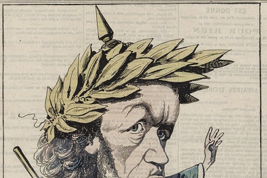So giftig wie human: Warum ist Richard Wagner so widersprüchlich? - Lorbeerkranz und Pickelhaube: Wagner in einer zeitgenössischen Karikatur des französischen Illustrators Henri Meyer.