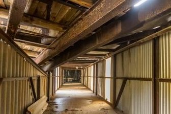 So läuft das Großprojekt am Kalkwerk - Ein Blick ins Innere der jüngerenFörderbrücke, die nun komplettzurückgebaut werden soll.