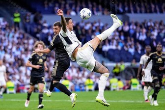 So lief Union Berlins Debüt bei Real Madrid: Fotos, Erinnerungen und ein Gegentor - Lange biss sich Real, hier mit Joselu (re.), die Zähne an Union aus.