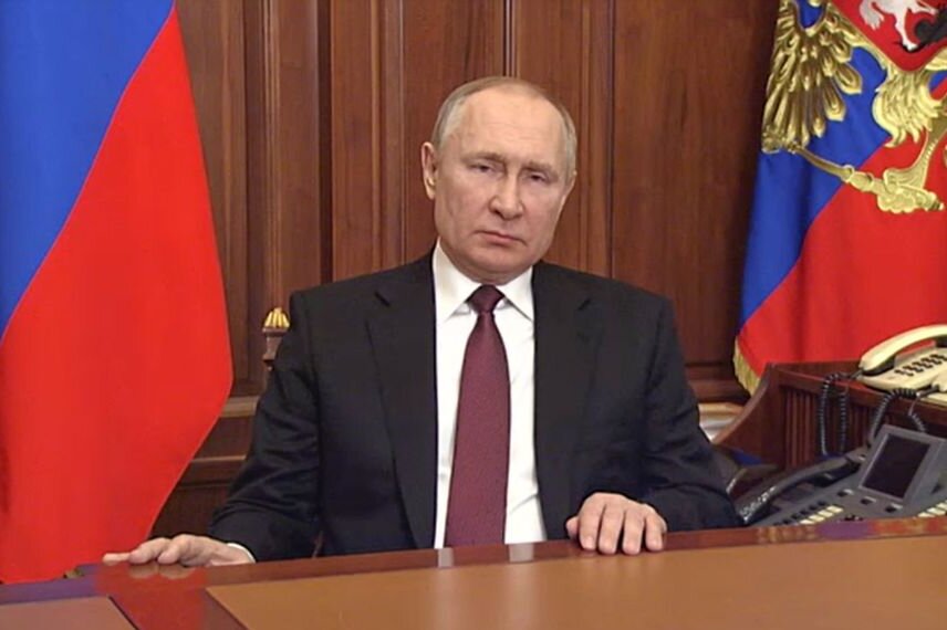 Präsident Putin bei seiner TV-Ansprache.