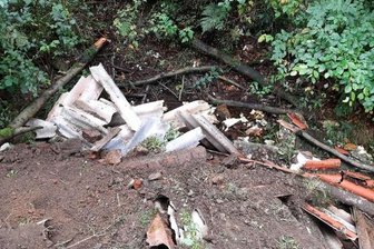 Sondermüll im Wald entsorgt - Unbekannte haben in einemStollberger Waldgebiet illegal Müll entsorgt. 