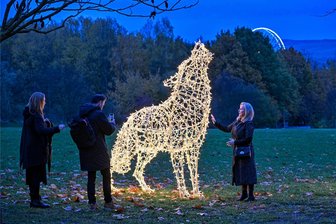 Sonnenlandpark Lichtenau: Ungewöhnliche Kulisse für SPD-Meeting - Der Sonnenlandpark bietet erstmals eine Lichtkulisse im Winter. Hier Eva Polackova von der Lichter-Firma Decoled.