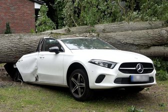 Sparen bei der Kfz-Versicherung wird 2024 schwieriger - Blechernes Unfallopfer nach Sturmtief "Poly".