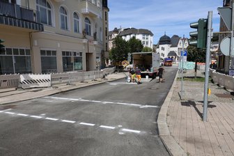 Sperrung von wichtiger Straße in Aue: Ein Abschnitt ist fertig, der nächste folgt - Kurz vor dem Abschluss stehen die Arbeiten im ersten Bauabschnitt der Poststraße in Aue.