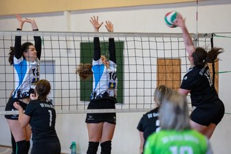 Spitzenspiel gewonnen, dennoch kein Tabellenführer mehr: Kurioser Spieltag für Volleyballerinnen von Union Milkau - Die harten Angriffsschläge, wie hier von Janine Großmann (r.), brachten für die Milkauerinnen in Freiberg die Wende.