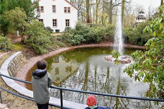 Stadtpark Hainichen: Im Goldfischteich ist wieder Leben - Im Goldfischteich im Stadtpark Hainichen sprudelt nun wieder eine Fontäne.