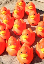 Statt Flusspiraten gibt es Gummi-Enten - Diese Enten schwimmen am Sonnabend um die Wette.