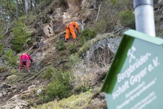 Steinschlag an der Binge in Geyer: Sicherungsarbeiten laufen -