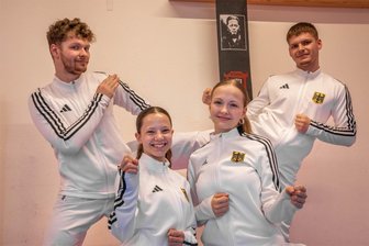 Stollberger Karate-Quartett reist zur Weltmeisterschaft nach Österreich - Hans Fiedler, Shayla Müller, Fabienne Baberske und Nils Fiedler (v.l.) reisen mit großen Ambitionen ins österreichische Fürstenfeld.