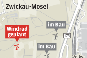 Streit um Windrad bei Mosel spitzt sich zu - Zwickau-Mosel: Windradübersicht