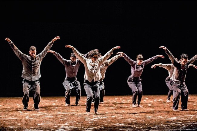 "Tanz Moderne Tanz": Auf der Erde gewälzt - Vertigo Dance Company aus Jerusalem in Aktion. 