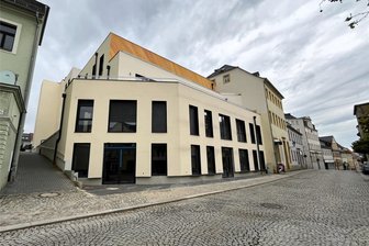 Tedi in Hainichen: In einer Woche soll Eröffnung sein - Die Marktterrassen in Hainichen. Im Erdgeschoss soll eine Tedi-Filiale einziehen.