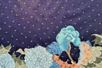 Textilcollagen in der Galerie Inselsteig Braunsdorf: Künstlerin führt durch Ausstellung - Eine Textilcollage von Susanne Weiss in der Galerie Inselsteig in Braunsdorf.