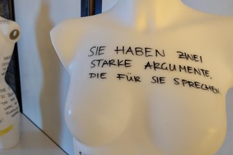 Themenabend gegen Gewalt an Frauen in Zwickau: Leise Töne und schriller Alarm - Auf den Figuren stehen Bemerkungen und Beschimpfungen, die sich Frauen anhören müssen. Sie wurden vor Jahren von Menschen in und um Zwickau gesammelt, aufgeschrieben und zeigen, mit welchen Nadeln Sexismus sticht.