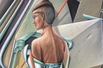 Thomas Heinicke stellt im Schloss Waldenburg aus - Ein Ausschnitt aus Thomas Heinickes Gemälde „Überforderte Architektin“.