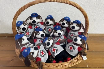 Tierische Unterstützung im erzgebirgischen Rettungsdienst: Helpi für Kinder - Die kleinen Plüsch-Helpis des DRK sind Tröster für Kinder.