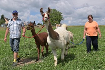 Tierisches Trekking am Fuße des Erzgebirges: Mit Lama Ludwig und den Langenbacher Alpakas auf Tour - Die Geschwister Ingo Sackmann und Ilka Arnold haben binnen drei Jahren in Langenweißbach den Alpakahof Langenbach aufgebaut.