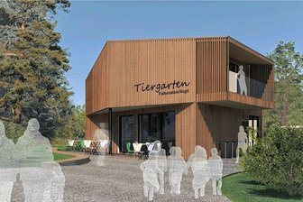 Tierpark Falkenstein: Baubeginn für den neuen Eingangsbereich noch 2023 - So soll das neue Funktionsgebäude am Eingang des Falkensteiner Tiergartens aussehen. 