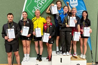 Tischtennis-Kreismeisterschaft endet für zwei Vogtländer doppelt golden - Die Sieger im Mixed-Doppel-Wettbewerb bei der Tischtennis-Vogtlandmeisterschaft in Unterheinsdorf 2025.
