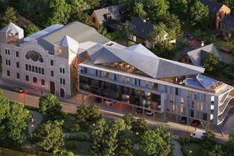 Tivoli Olbernhau: Welche Pläne der neue Eigentümer hat - So könnte das Areal an der Gerbergasse in Olbernhau in Zukunft aussehen: Diese Visualisierung von Tivoli inklusive Umfeld hatte Eigentümer Andreas Scholz zur Schlüsselübergabe am Montag mitgebracht.