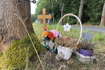 Tödlicher Unfall am Tierheim Freiberg: Prozess schon wieder geplatzt - Gegen diesen Baum an der Straße Münzbachtal zwischen Freiberg und Großschirma war am 30. Januar 2023 eine damals 42-jährige Fußgängerin von einem Auto geschleudert worden. Die Mitarbeiterin des Tierheims erlag im Krankenhaus ihren Verletzungen.