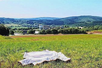 Totes Ziegenlamm in Oberwiesenthal: Offizielles Gutachten schließt Wolf als Verursacher aus - Unter der Decke liegt ein totes Ziegenlamm. Die Brüder Steve und André Richter haben es am Montagmorgen auf ihrer Weide gefunden.