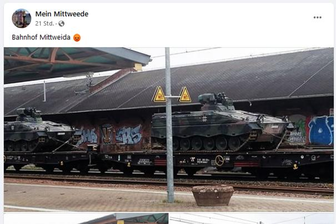 Transport am Bahnhof Mittweida erregt Aufsehen: Das sind die Schützenpanzer Marder - Dutzende Reaktionen hat dieser Facebook-Post einer Mittweidaer Gruppe hervorgerufen.