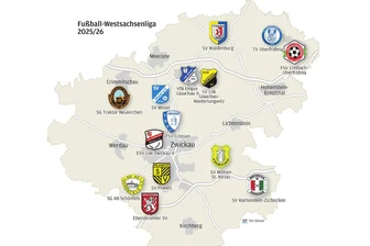 TSV Crossen? Ebersbrunner SV? VfB Empor Glauchau II? Wer in der Fußball-Westsachsenliga als Favorit gehandelt wird - So sieht in dieser Saison die Landkarte der Fußball-Westsachsenliga aus.