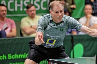 TTC Sachsenring schwimmt weiter auf Erfolgswelle - Miroslav Horejsi - hier im Heimspiel gegen Dortmund - spielte am vergangenem Wochenende im Doppel zusammen mit Hsin-Yang Li.