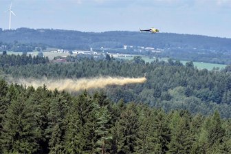 Über Wäldern im Erzgebirge sind wieder Hubschrauber unterwegs - Am Montag beginnen im Forstbezirk Eibenstock die Bodenschutzkalkungen.