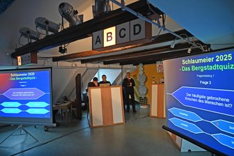 Ullersdorfer sind Saydas Schlaumeier 2025 - Blick in die Kulisse des Bergstadtquiz in Sayda.