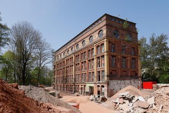 Umbau der Pfefferkorn-Fabrik soll bis 2024 geschafft sein - Das architektonisch besondere Gebäude der ehemaligen Pfefferkorn-Fabrik steht unter Denkmalschutz.