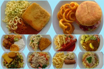 Umfrage-Geheimnis gelüftet: Koch der Zwickauer Hochschulmensa nennt die beliebtesten Gerichte - Das Käseschnitzel und der Burger (oben) zählen zu den beliebtesten Gerichten der Zwickauer Mensa-Besucher. Aber auch Backcamembert, Hähnchenfilet, Currywurst und Schweineschnitzel (Mitte) sind in den Top 10 vertreten.