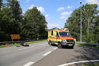 Unfall auf der B 169 bei Frankenberg: Motorradfahrer schwer verletzt - Der schwere Unfall ereignete sich kurz hinter dem Ortsausgang Frankenberg.