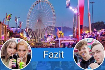 Unser Fazit: Ja, Kät ist Kult! - Klara, Cora, Luis und Max (v. l.), Abiturienten aus Annaberg-Buchholz, haben Fahrgeschäfte und Essen getestet.