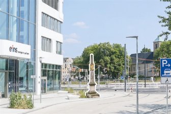 Unterstützer für Postmeilensäule auf dem Johannisplatz in Chemnitz gesucht - Wie die Nachbildung einer historischen Postmeilensäule auf dem Johannisplatz aussehen würde? „Freie Presse“ macht einen Montagevorschlag.
