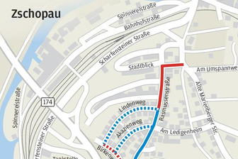 Verband erneuert Kanäle in Zschopauer Rasmussen-Siedlung - Übersicht - Bauabschnitte der Rasmussen-Siedlung in Zschopau