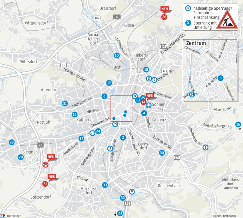Verkehrseinschränkungen in Chemnitz - 